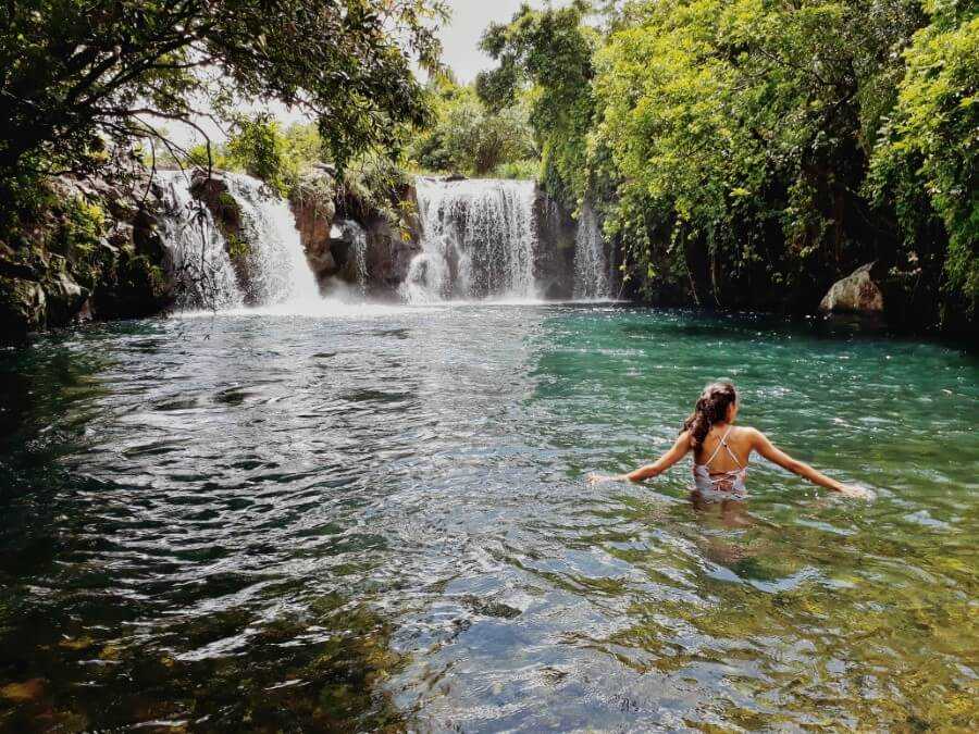 Twin waterfalls at eau bleue mauritius