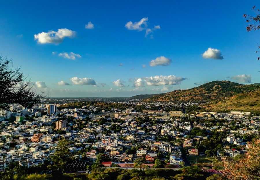 View of the buildings of Port Louis from Signal Mountain