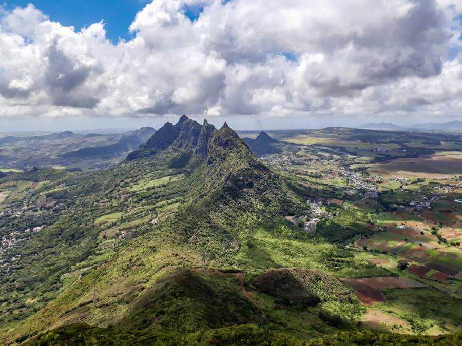 Mountain views from the peak of Le Pouce in Mauritius