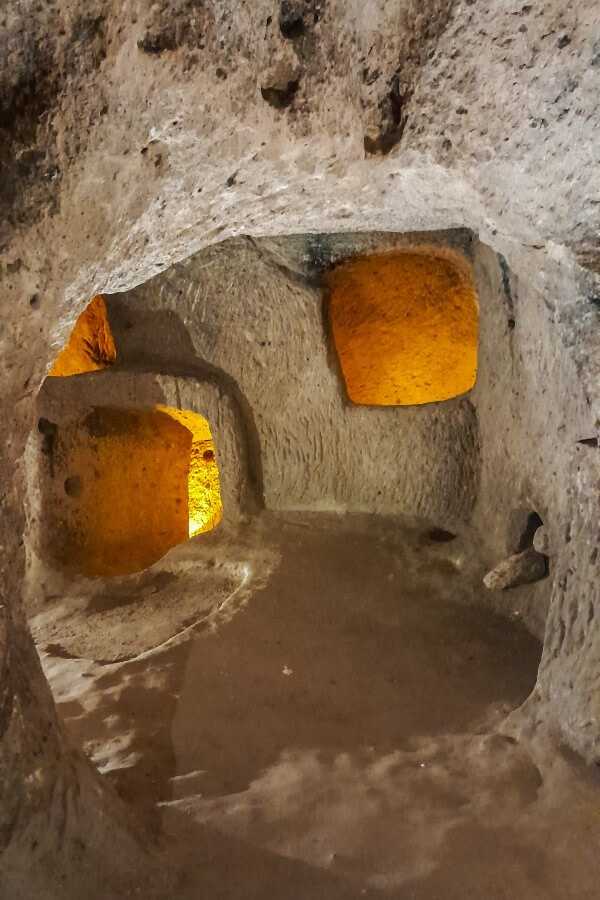 narrow passageways at Kaymakli Underground City