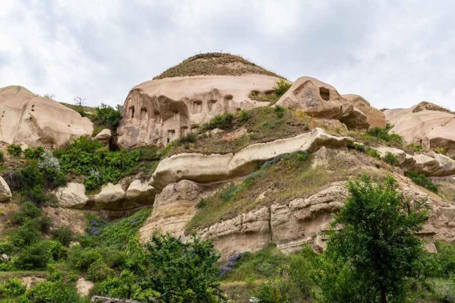 holes carved into the mountains at Pigeon valley