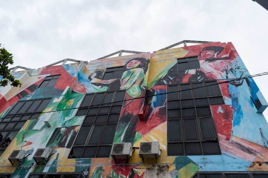 colorful painting on a building in melaka malaysia