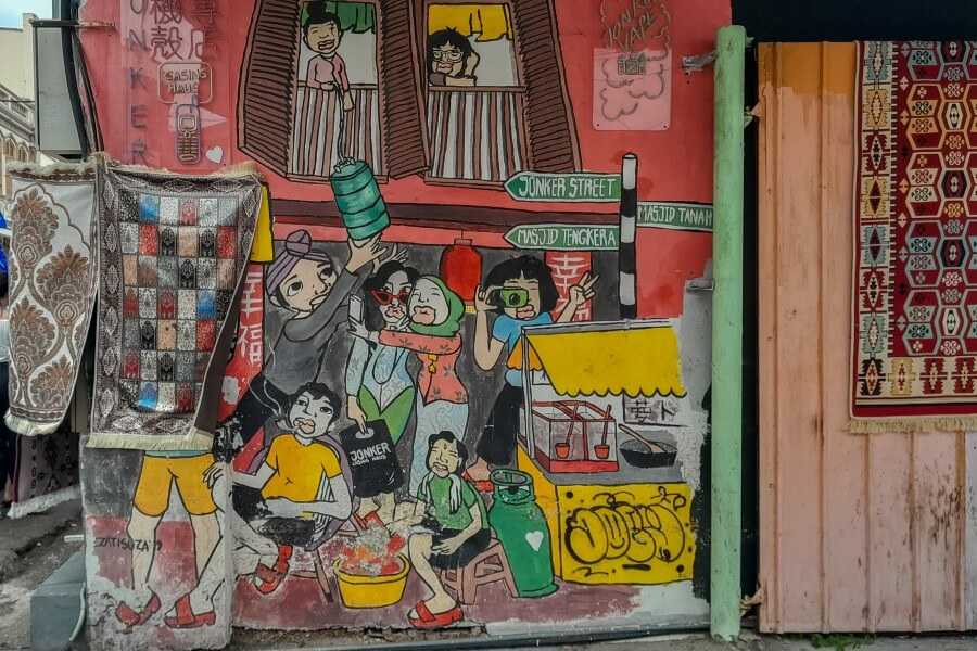 colorful mural in jonker street melaka