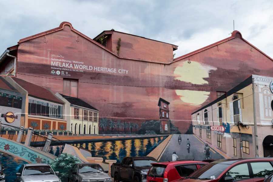 melaka world heritage city mural on a building
