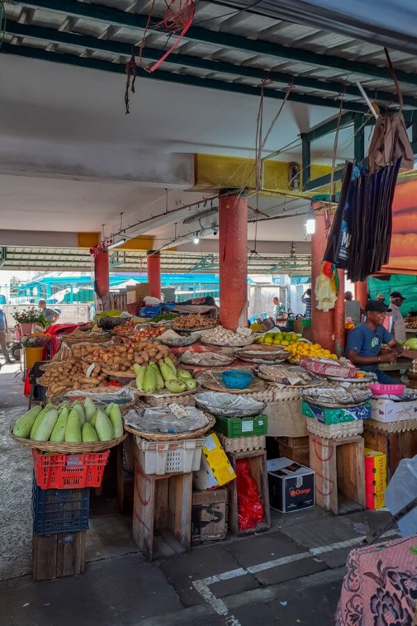 a vegetable stall at a local market
